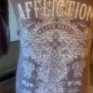 Affliction long sleeve tee with detailed shoulders